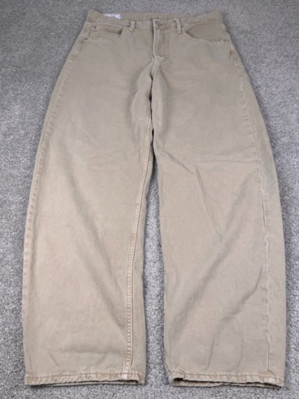 Gap Jeans Womens 29 8R Beige Barrel Leg High Rise Canvas Cotton Pants Office